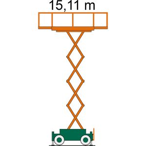 Diagramm SB 15-2,3 AS Scherenbühne mit Höhenangabe